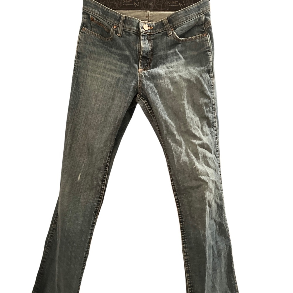 Wrangler Blue Boot Cut Jeans with Distressed Look